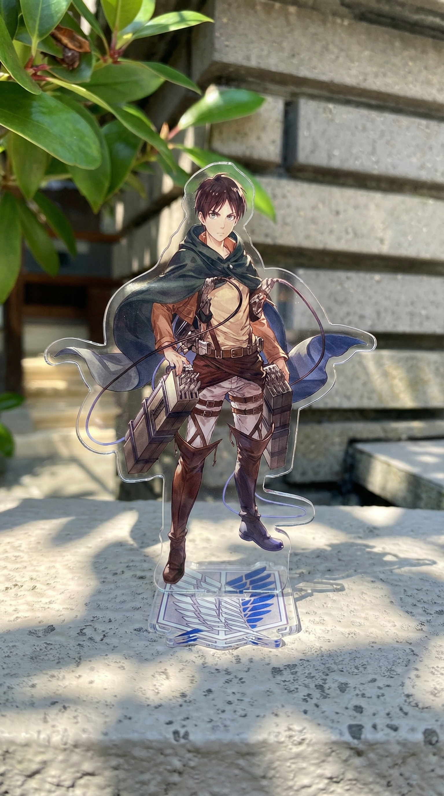 Eren Yeager Attack on Titan acrylic stand figure with Survey Corps cloak 15cm anime collectible